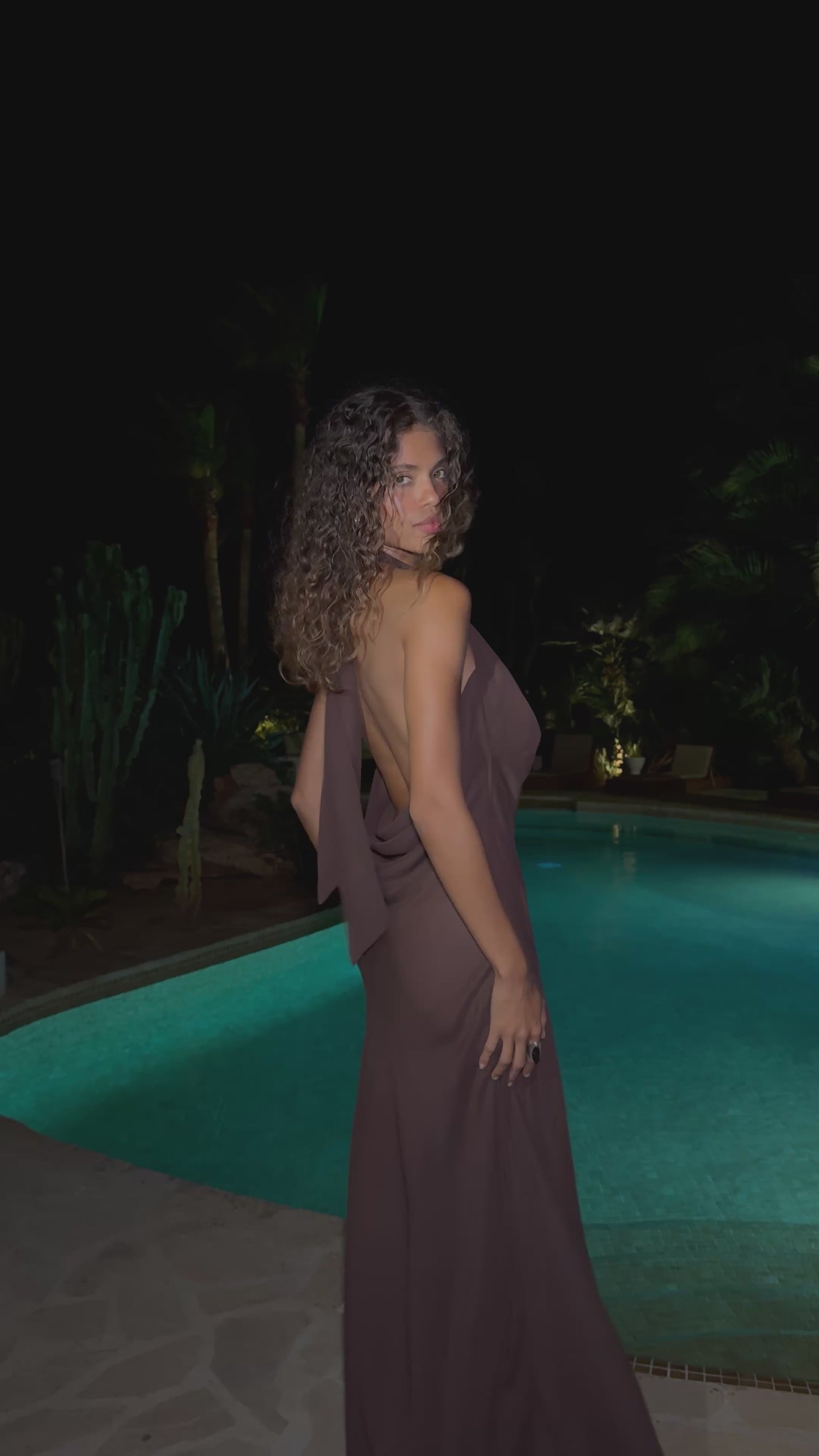 Dark Brown Halterneck Maxi Dress